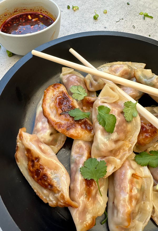 Asian Style dumplings with dipping sauce